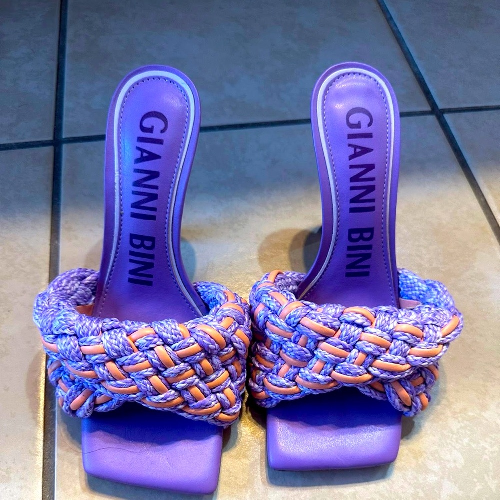 Gianni Bini Purple Mules with Braided Design